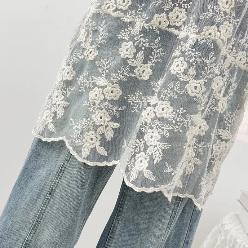 Slim Fitted Sheer V-neck Crochet Lace Sleeveless Tank Dress Women Summer Embroidery Mesh Cover Up Dress Transparent Beige Dress