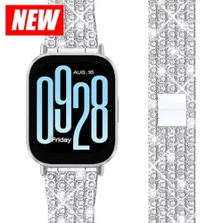 Stainless Steel With Diamond Watchband For Redmi Watch 5 Lite 22mm Women Strap For Redmi Watch 5 Active Bracelet Metal Correa