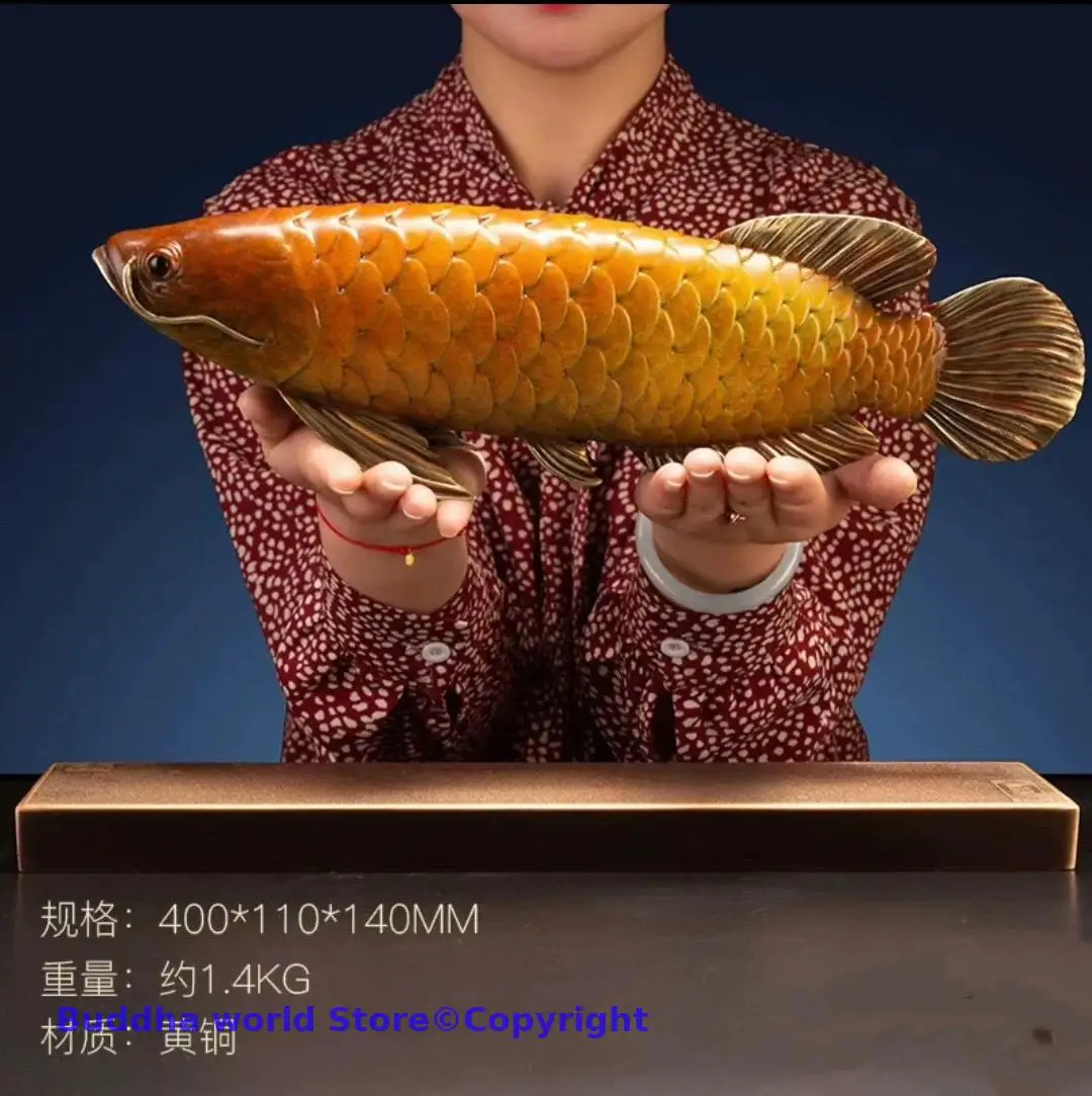 

50% OFF GOOD Omens Home Company boss office Deco bring wealth money good luck Golden Dragon Arowana fish Bronze carving statue