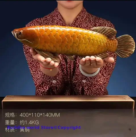 2025 Omens Home Company baas kantoor Deco brengt rijkdom geld geluk Golden Dragon Arowana vis Brons snijwerk standbeeld