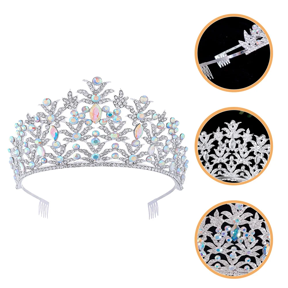 Tiara ślubna z kryształkami, korona ślubna, błyszcząca opaska na głowę dla panny młodej, akcesoria do włosów na ceremonię, dekoracja, tiara ślubna