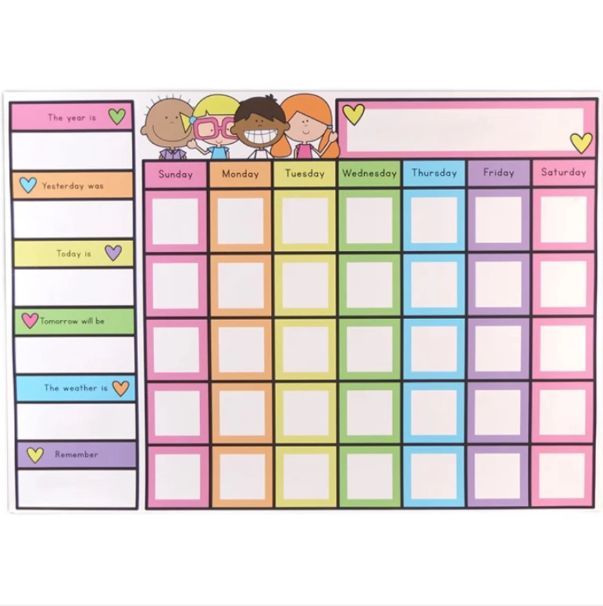 Magnetische Kinder Zeitplan Diagramm lösch bare wieder beschreibbare Kalender Kühlschrank Magnet Home Message Board Klassen zimmer liefert Lehrmittel