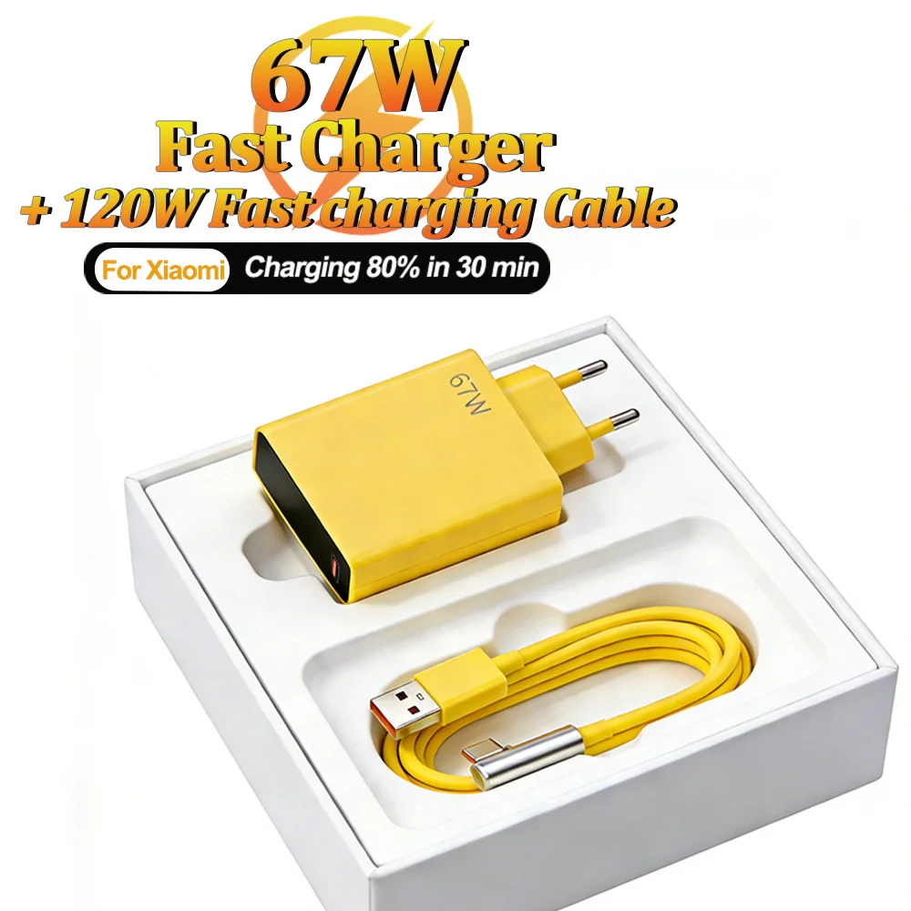 67W Fast Charger For Xiaomi 17 15 14 Pro Max Ultra Redmi Note 15 14 13 Pro USB A 120W Fast Charging Cable Elbow Data Accessory