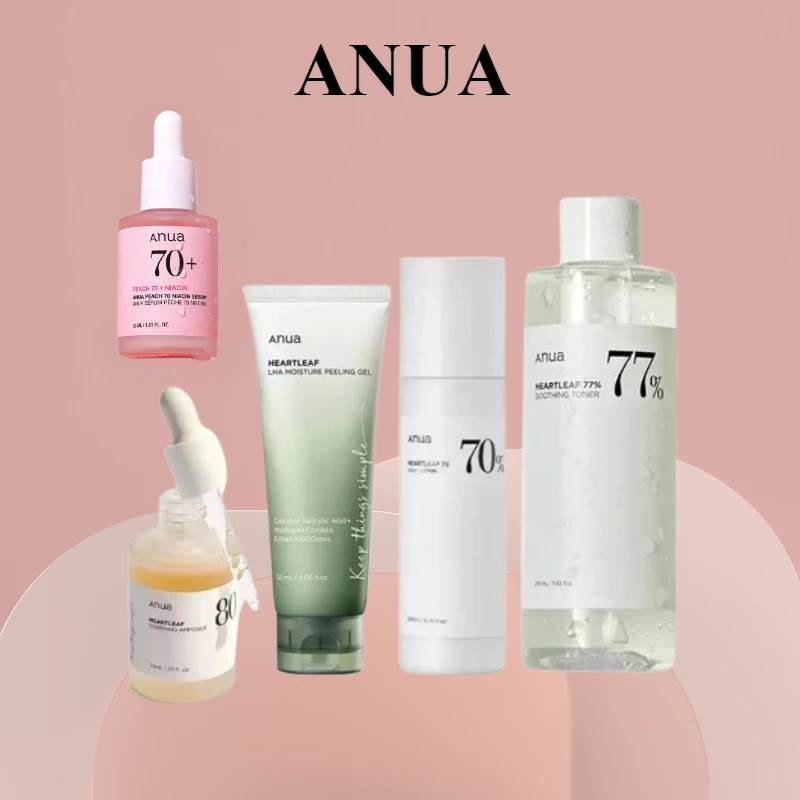 

Anua Skincare Products Heartleaf LHA Moisture Peeling Gel Cleanser 77 Toner Rice 70 Glow Milky Toner Lotion Nicotinamide Serum