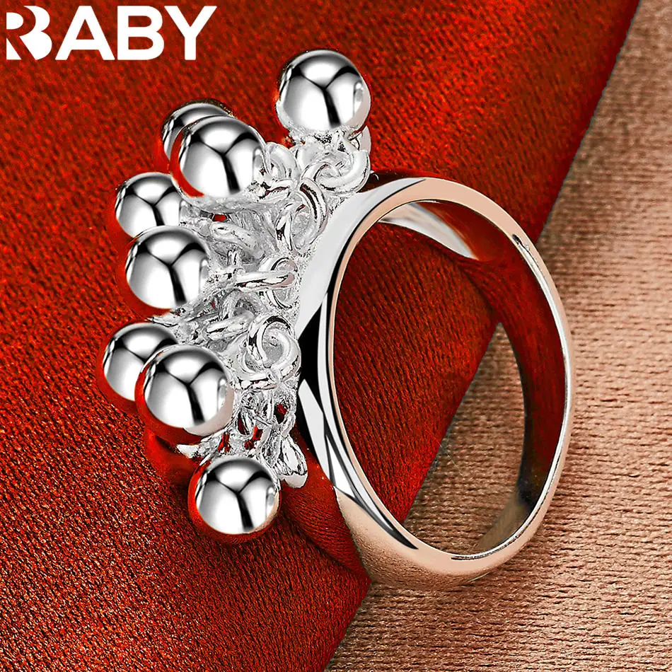 URBABY 925 فضة حجم 6-10 الخرز الكرة الدائري للنساء الرجال مجوهرات الأزياء سحر نعمة الزفاف المشاركة اكسسوارات #3