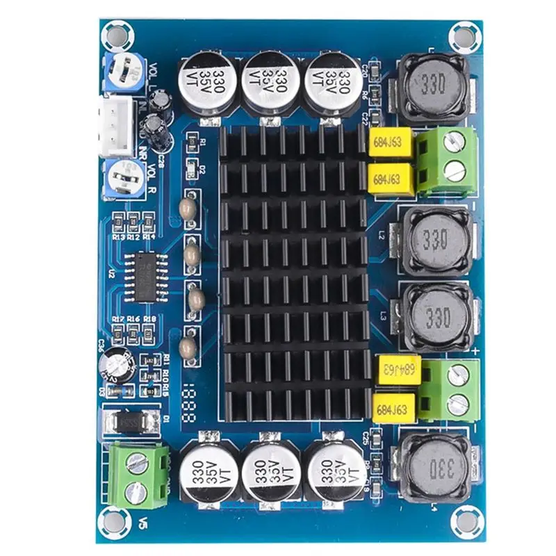 ●DC 12V 24V 2X120w Dual Channel Stereo Digital Audio Power Amplifier Board High Power For Speaker