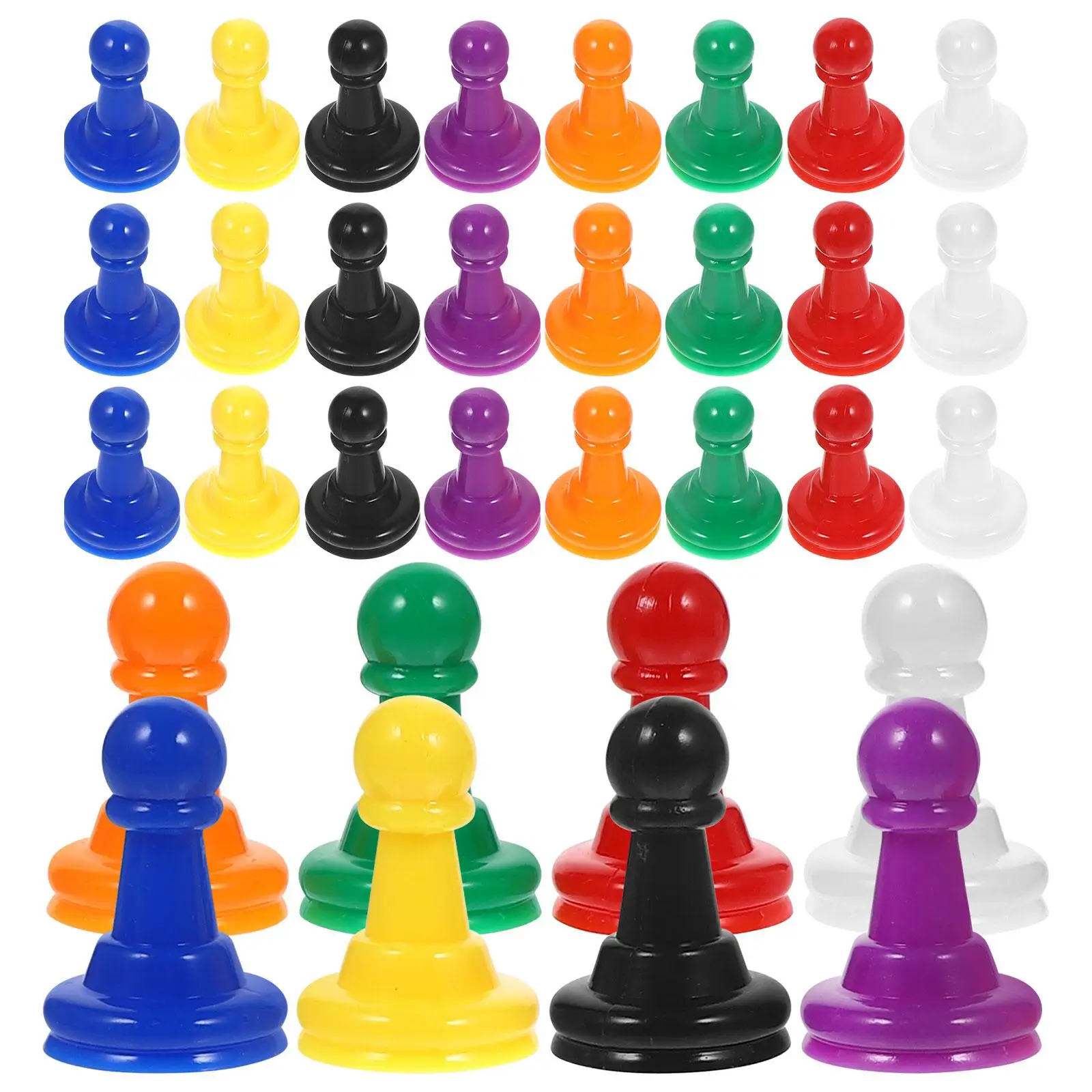 

32pcs Chess Pieces Multicolor Plastic Pawn for Party Board Games Red Yellow Blue Green Black White Purple Orange