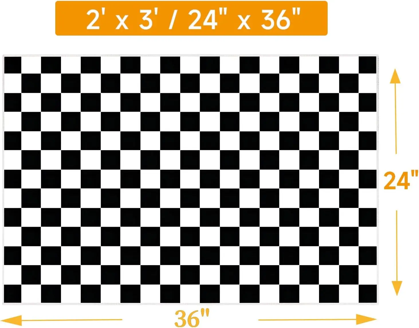 Black White Checkered Rug Non Slip Low Pile Floor Mat Washable Small Carpet for Entryway Bathroom Kitchen Bedroom 2x3 ft