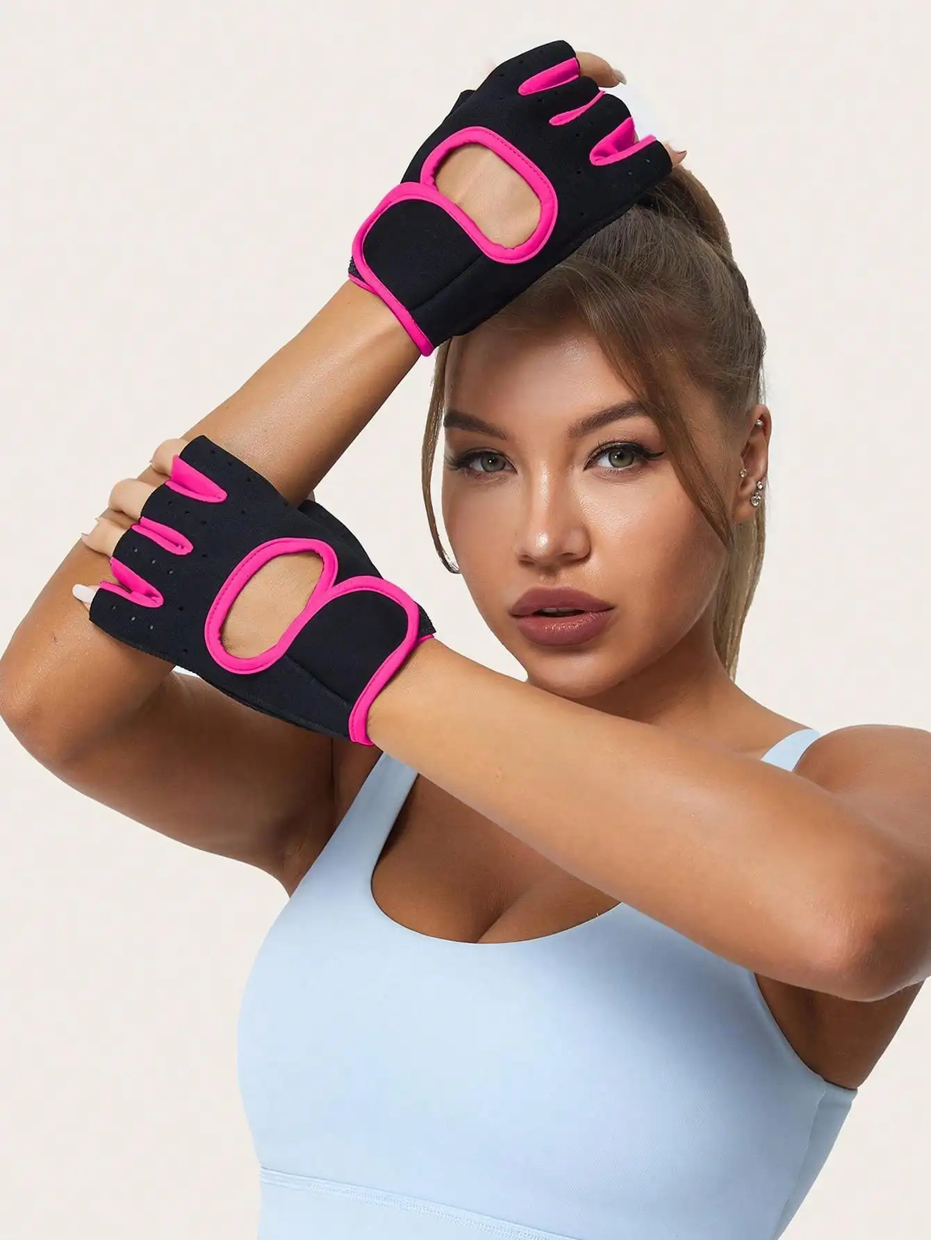 1 pair of fitness breathable exercise men and women training horizontal bar cycling half finger wrist guard anti slip gloves