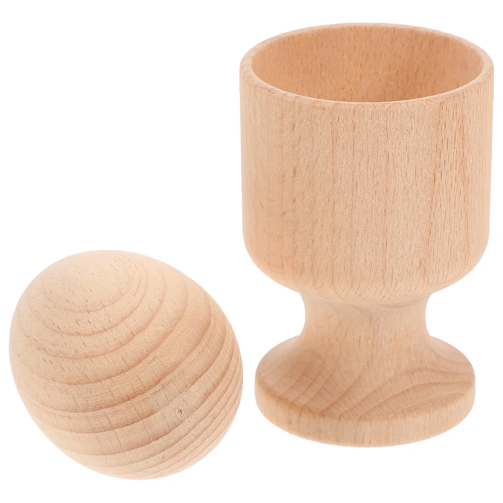 

Toddler Toy Wooden Egg Cup Early Educational Plaything Beech Baby Hand-eye Coordination Toys Training Preschool