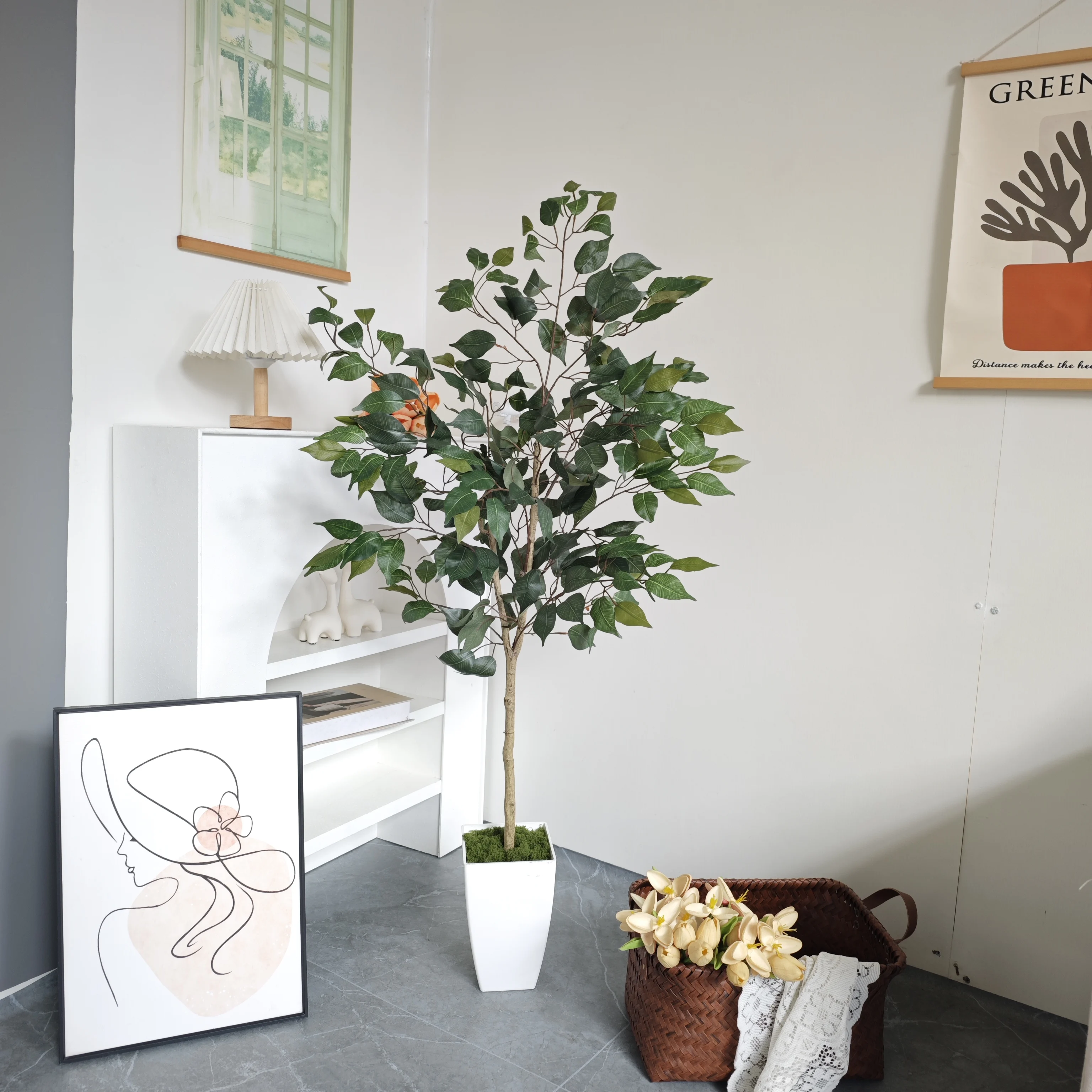 140-210cm Künstlicher Ficus-Baum Banyan-Zweig für Innen- und Außenbereich Dekorative Kunstpflanze für Haus, Balkon und Wohnzimmer – Detail 12