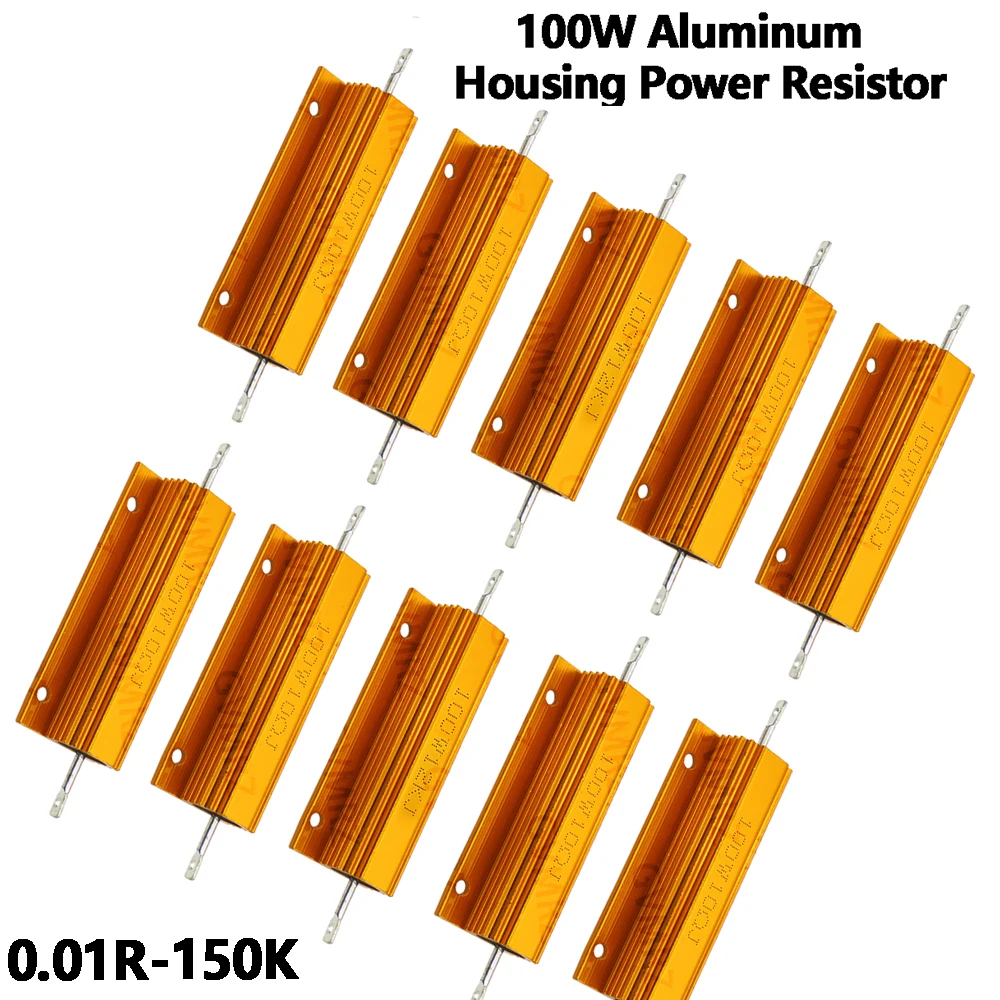 100W 1.2K 8K Aluminum Housing Power Resistor High Wattage Wirewound Resistor 0.01Ω–150KΩ Assorted Values 0.1R 6.8R 25R 65R 330R