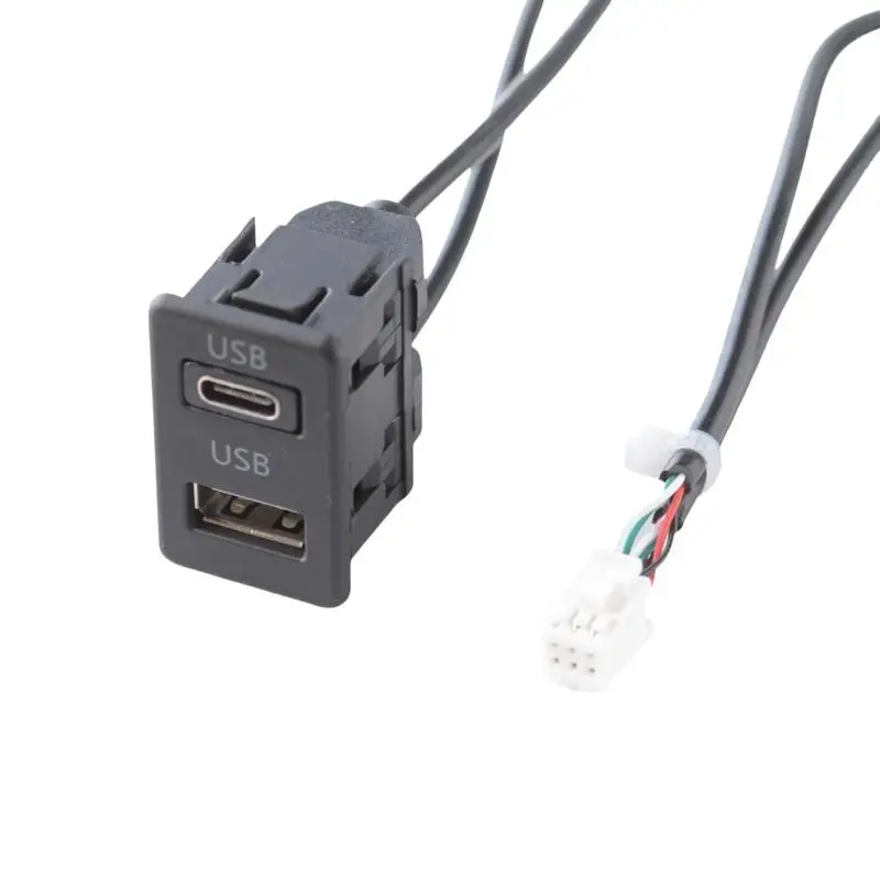 Car Flush Mount USB Type C Dual Port Charging Socket 6Pin Cable Fast Charger for 12V 24V Car Boat Marine