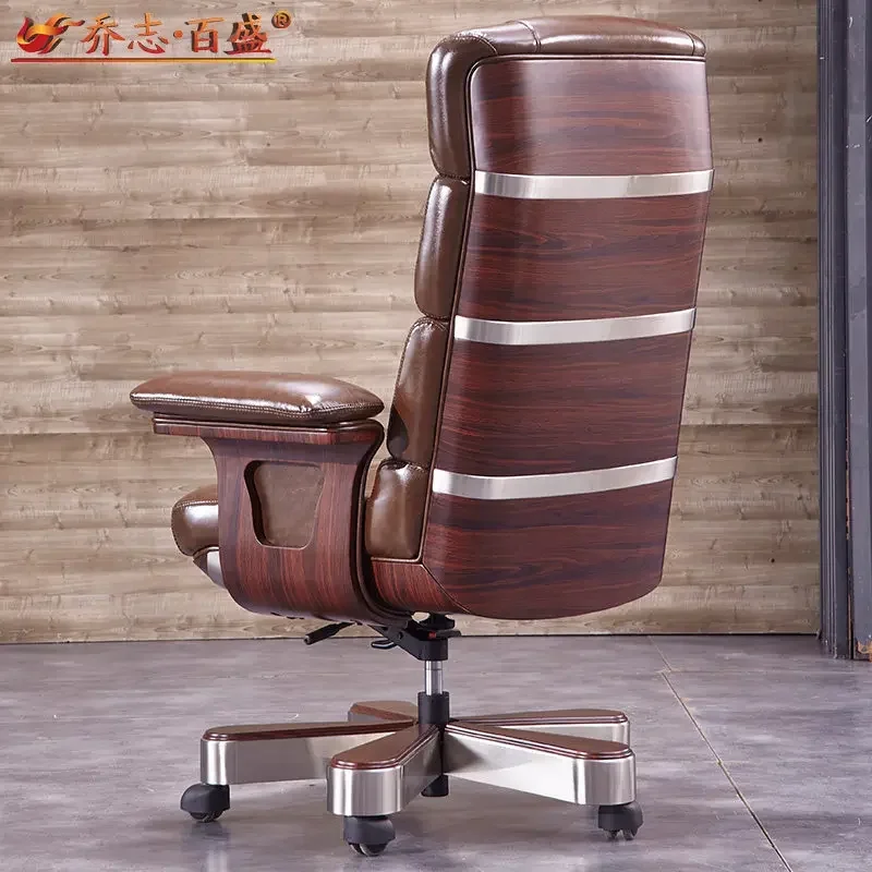 b1 boss leather luxury home solid wood office high back high-end cowhide office chair