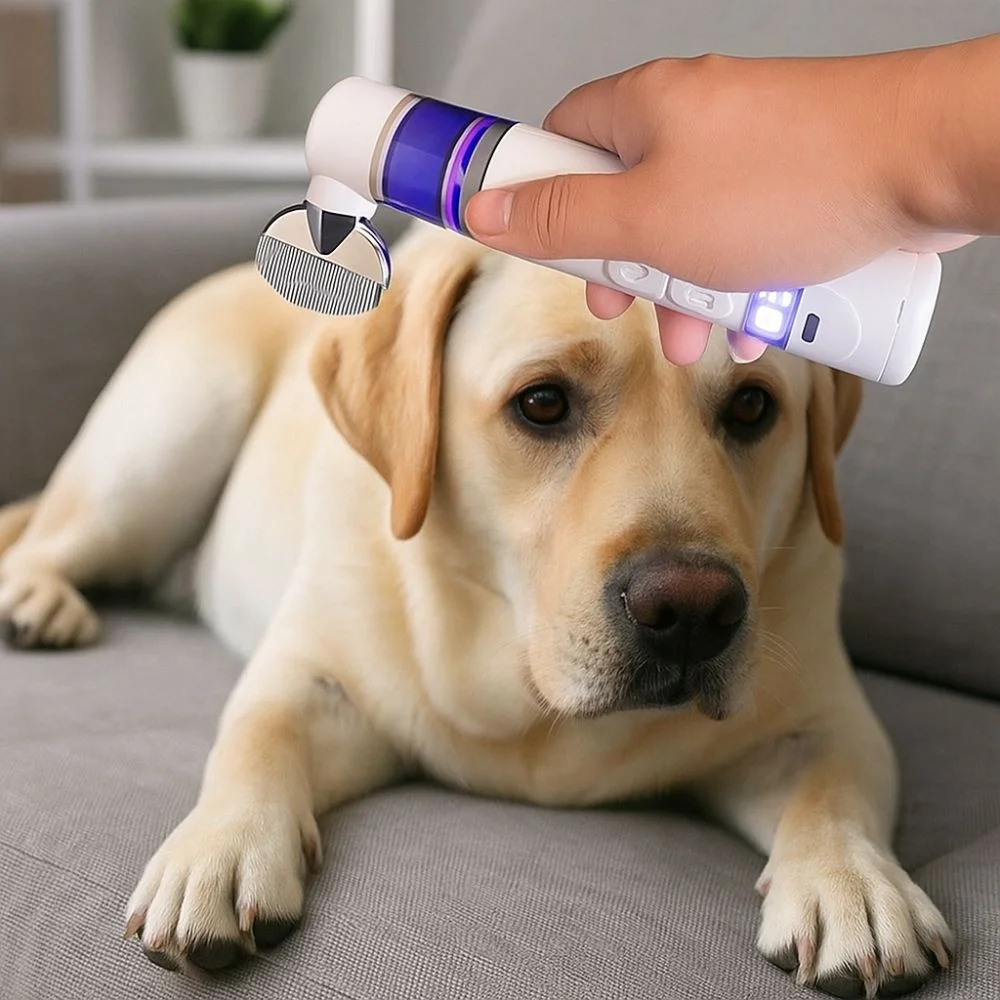 

2-In-1 Dog Hair Clippers Professional USB Rechargeable Electric Pet Lice Remover Self Cleaning Low Noise Pet Trimmer Dog Shaving