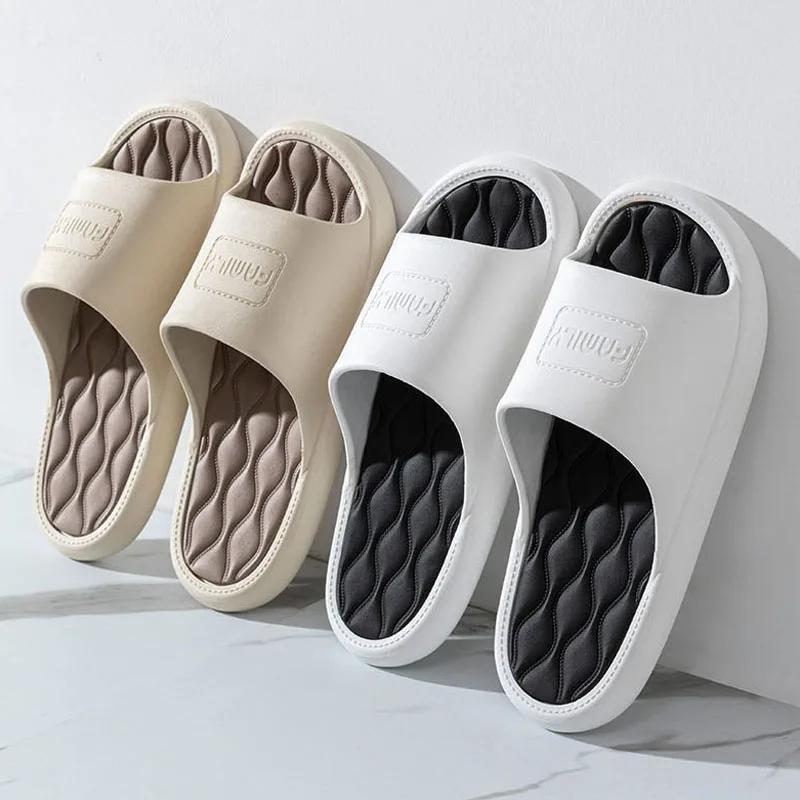 WDZKN Fashion Women Home Slippers Open Toe Comfort Soft Non-Slip Bathroom Flat Slippers Ladies Couple Mixed Colors indoor Slides