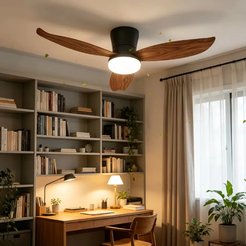 New Ceiling Fan LED Light Simple Three-blade Kids Room Lamp Bedroom 36 Inch/42 inch Electric Fans 6-speed Balcony Room Fan