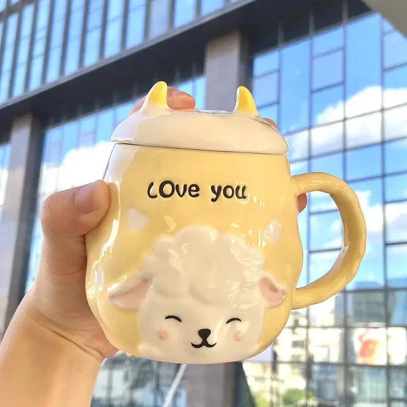 Interesting Little Sheep Ceramic Mug Cups and Mugs Free Shipping Christmas Cup of Coffee Mug for Tea Personalized Gift Drinkware