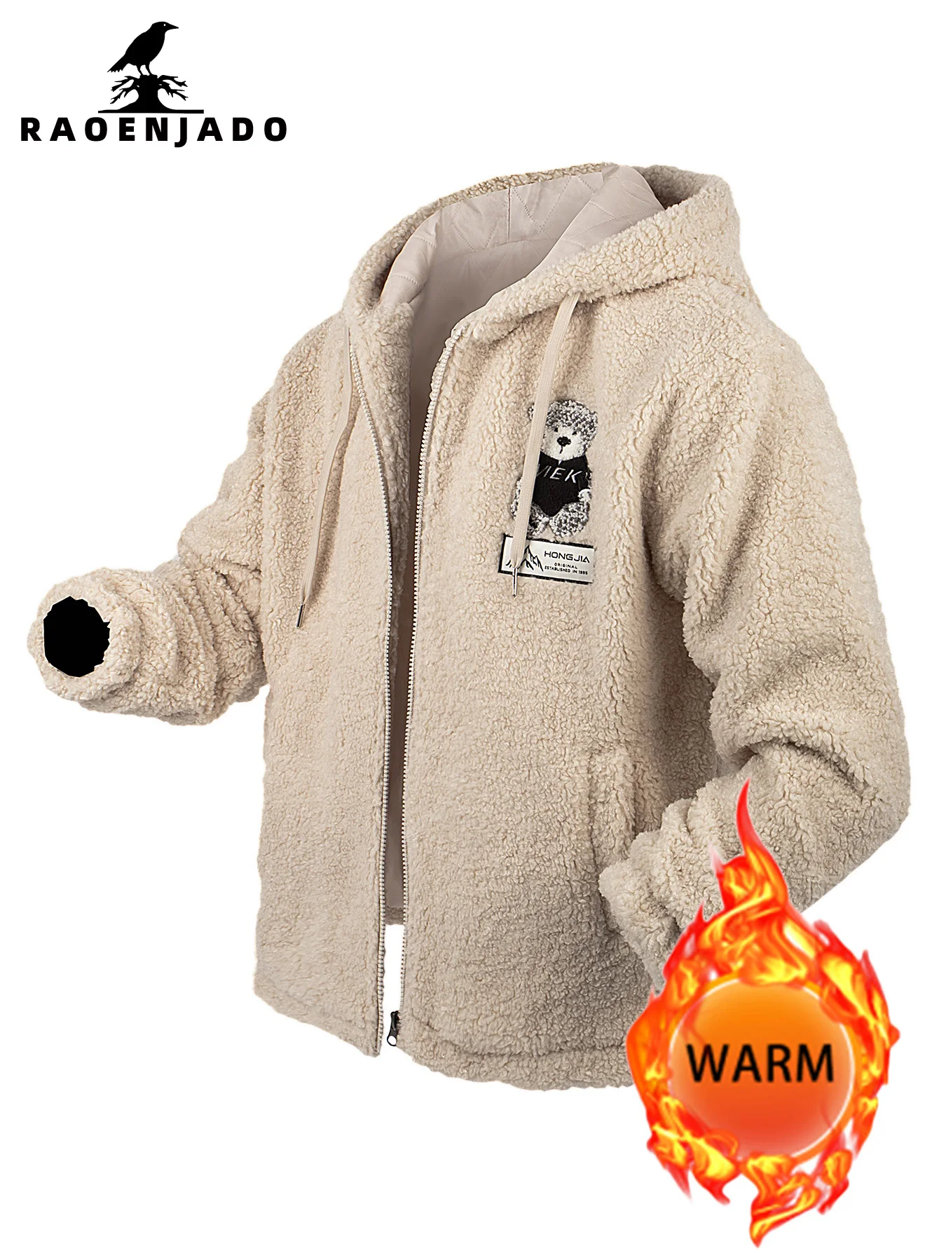 

Women's Hooded Fleece Zipper Jacket Thickened Warm Autumn & Winter Coat Elastic Cuffs Casual Cute Cartoon Embroidery Outerwear