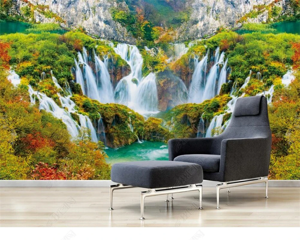 

Обои на заказ beibehang, современные, новые, привлекательные обои с изображением водопада и озера, фоновые обои с пейзажем