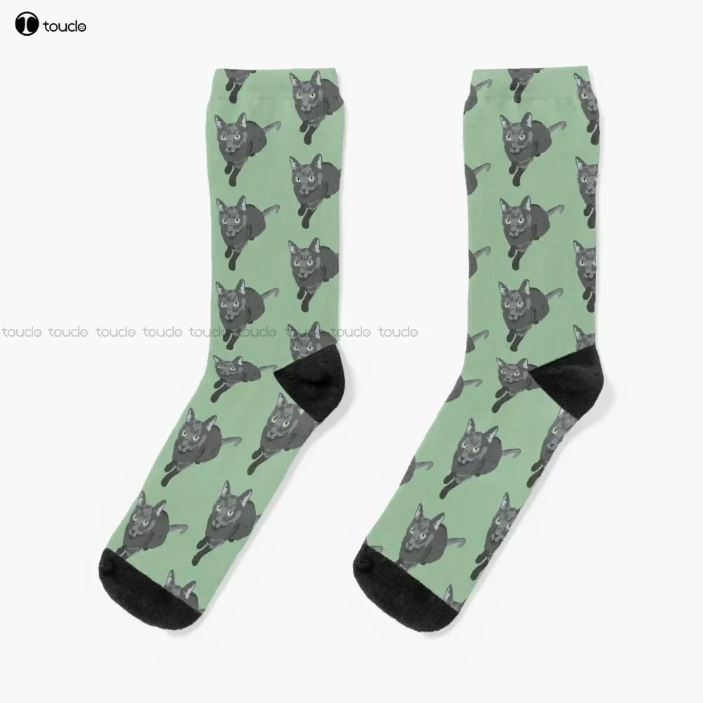 Russian Blue Cat Socks Personalized Custom Unisex Adult Teen Youth Socks 360° Digital Print Custom Gift Streetwear