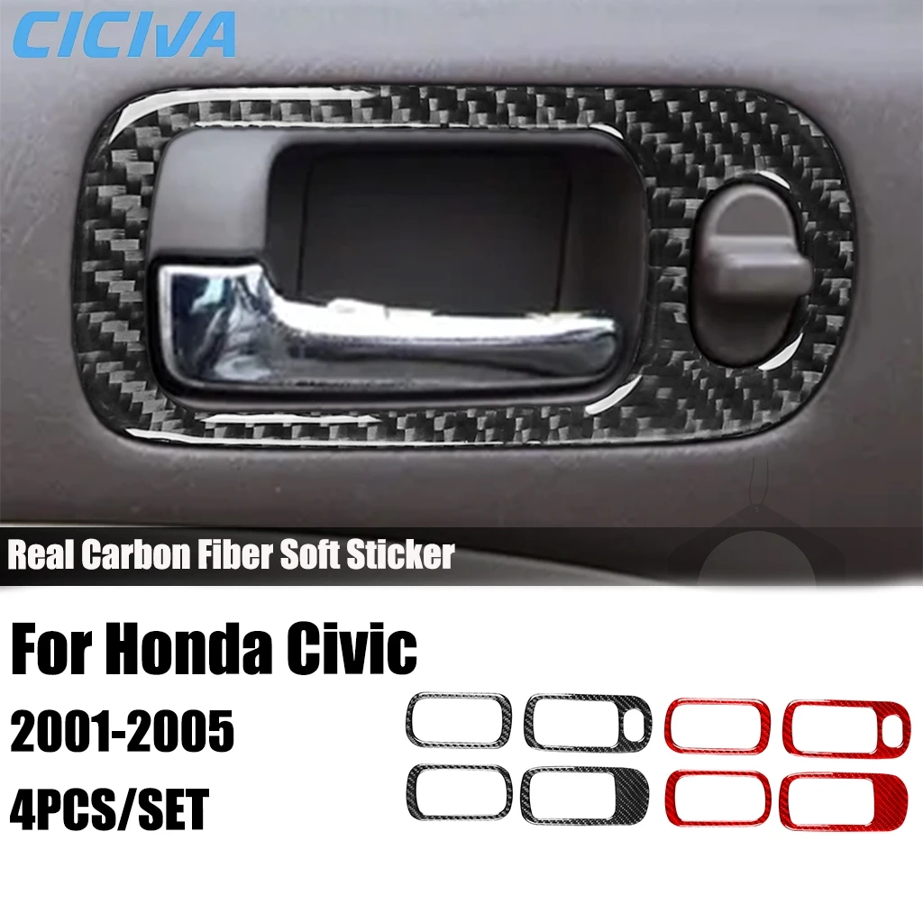 

Автомобильные аксессуары из углеродного волокна, дверная ручка, рамка, модифицированная внутренняя отделка, наклейка для Honda Civic 2001, 2002, 2003, 2004, 2005,