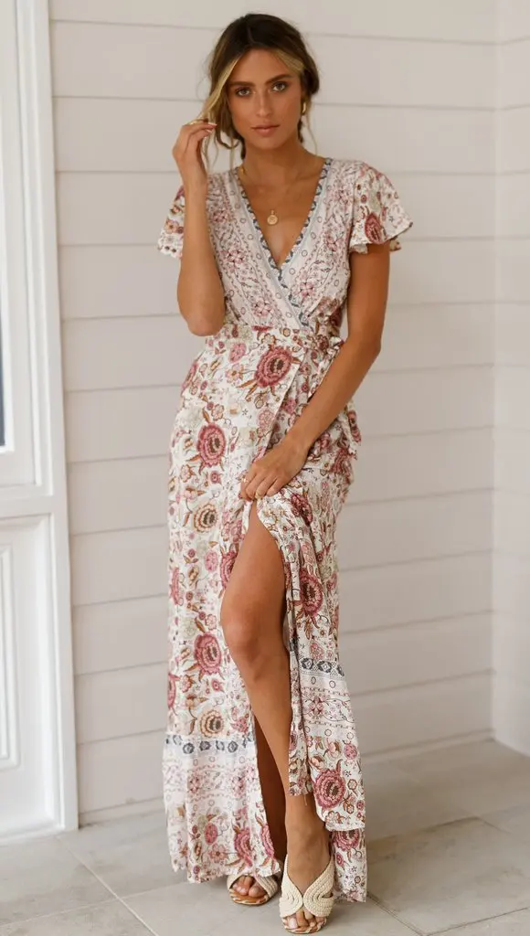 

2024 cross-border new product summer casual hot-selling vacation printed dress sexy long dress women's clothing