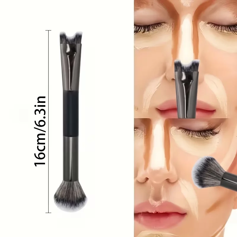 1PC Dual-Ended U-Shaped Nose Contouring Makeup Brush, Ideal for Nose Shadow & Highlight, Essential Cosmetic Tool