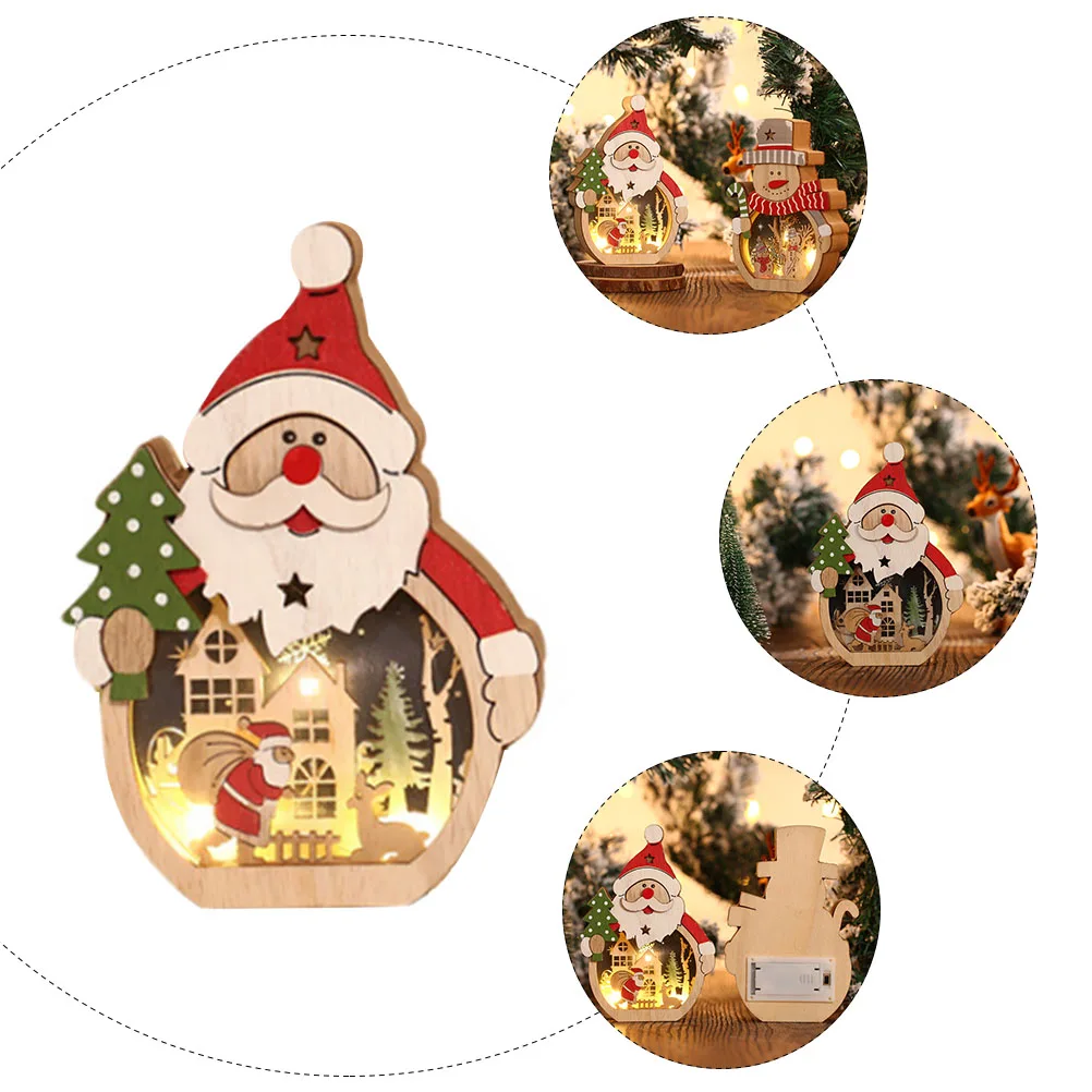 

1Pcs LED Christmas Santa Ornament Luminous Desktop Decor Home Christmas Decoration Festive Party Ornament Wooden Xmas Decor