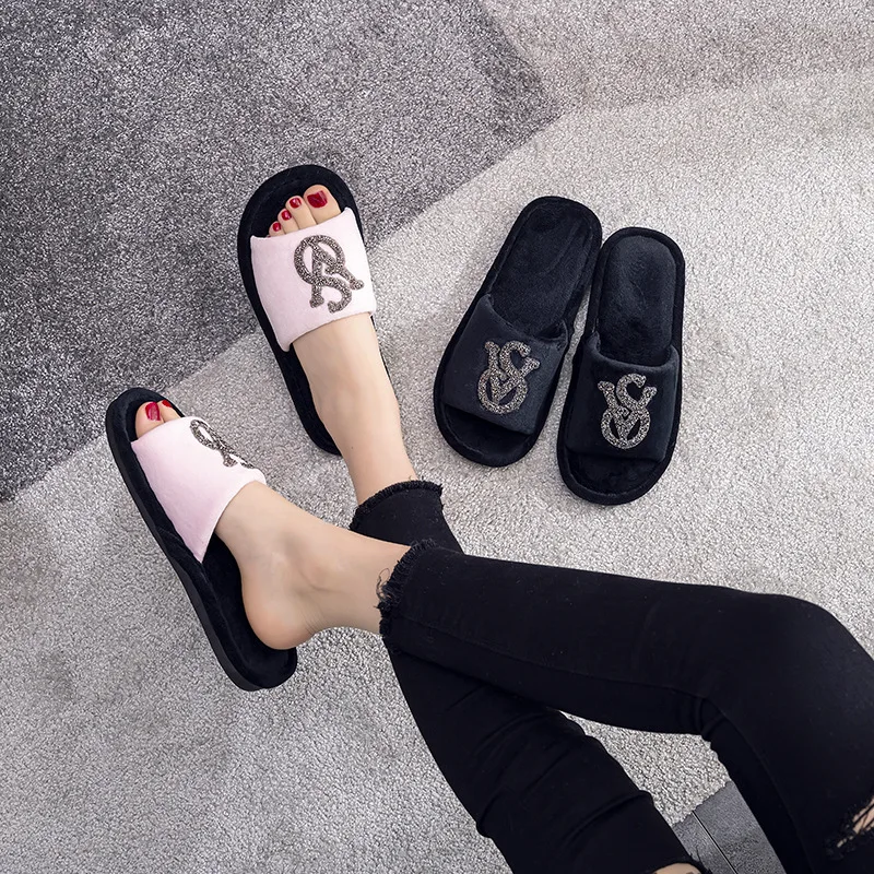 Casual Fluffy Slippers Women Home Flats Designer Shoes Girls Fashion Popular Cotton Open Toe Platform Slides House Chic Elegant