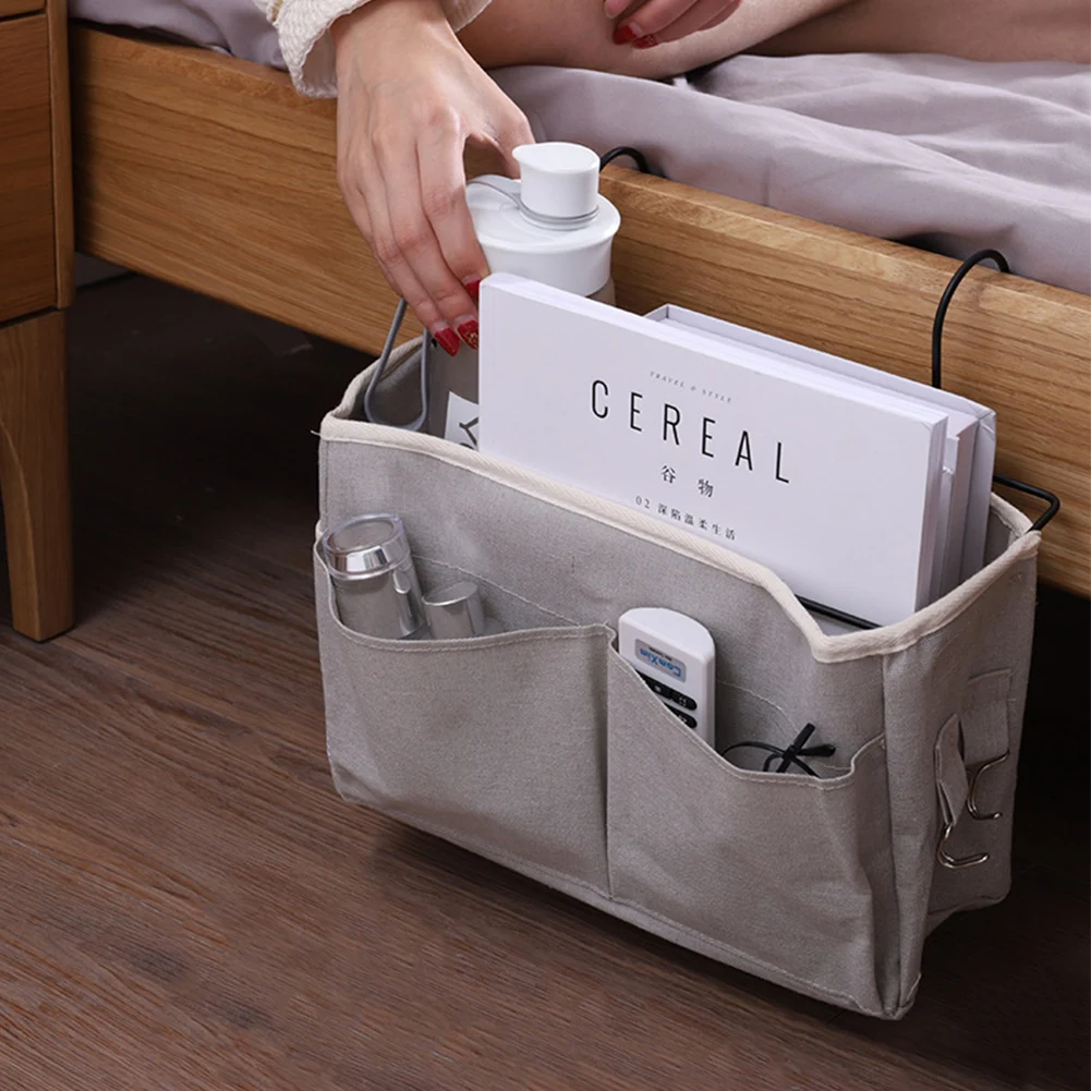 1PC Multifunctional Bedside Sofa Hanging Storage Bag, Fabric Hanging Basket Bedside Shelves for Dormitory and Apartment Storage