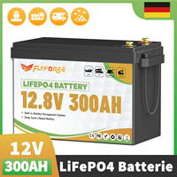FLLYROWER 12V 300Ah LiFePO4 Lithium Battery Pack With 200A BMS Energy Deep Cycles For Off-Grid Motorhome Solar System RV Boat