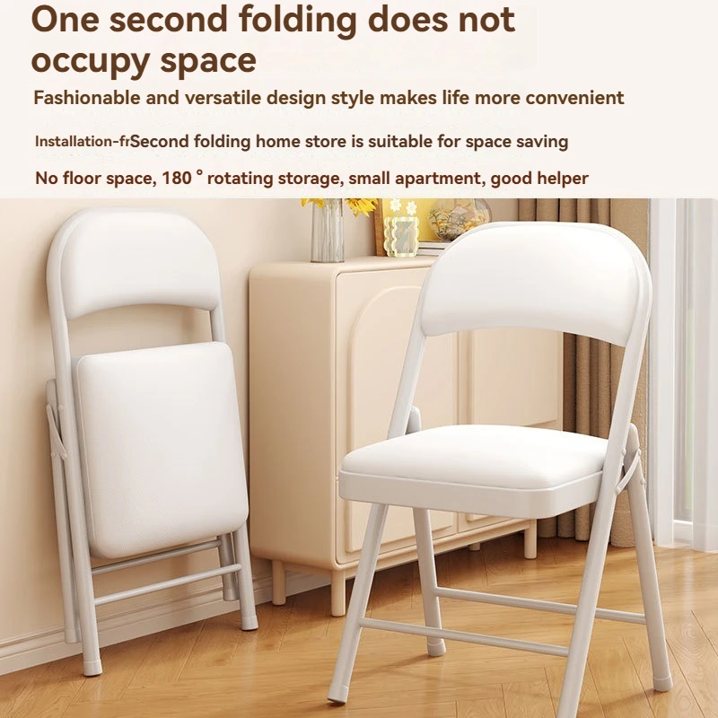 Household Simple Metal Folding Armchair, Portable Student Dorm Chair for Exhibition Event News Conference Use