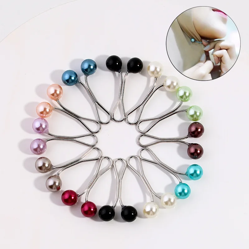 WLP-Pérola Cachecol Broche Pin, Anti Slip Headscarf, Xale muçulmano, Clipes Hijab, Pinos fixos, Correias, Acessórios elegantes Hijabs, 12Pcs Lot