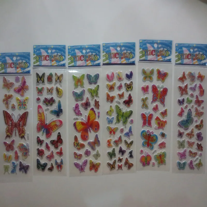 6 Sheets 3D Bubble Butterfly Stickers Cute Puffy Reward Stickers for Student DIY Decoration