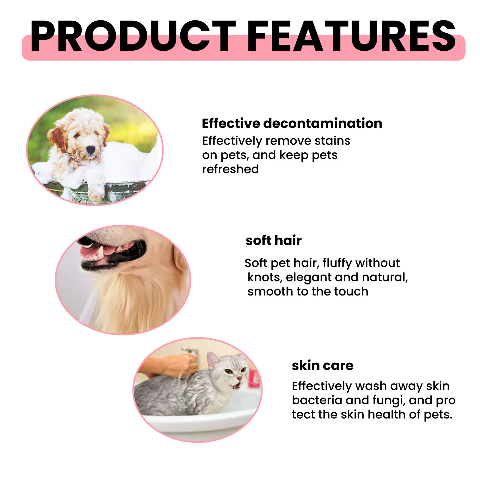 Pet Soap Dogs Hair Softening Flea Lice Insect Killer Cats Mite Removal Itching Relieve Skin Treatment Moisturizing Pet Shampoo