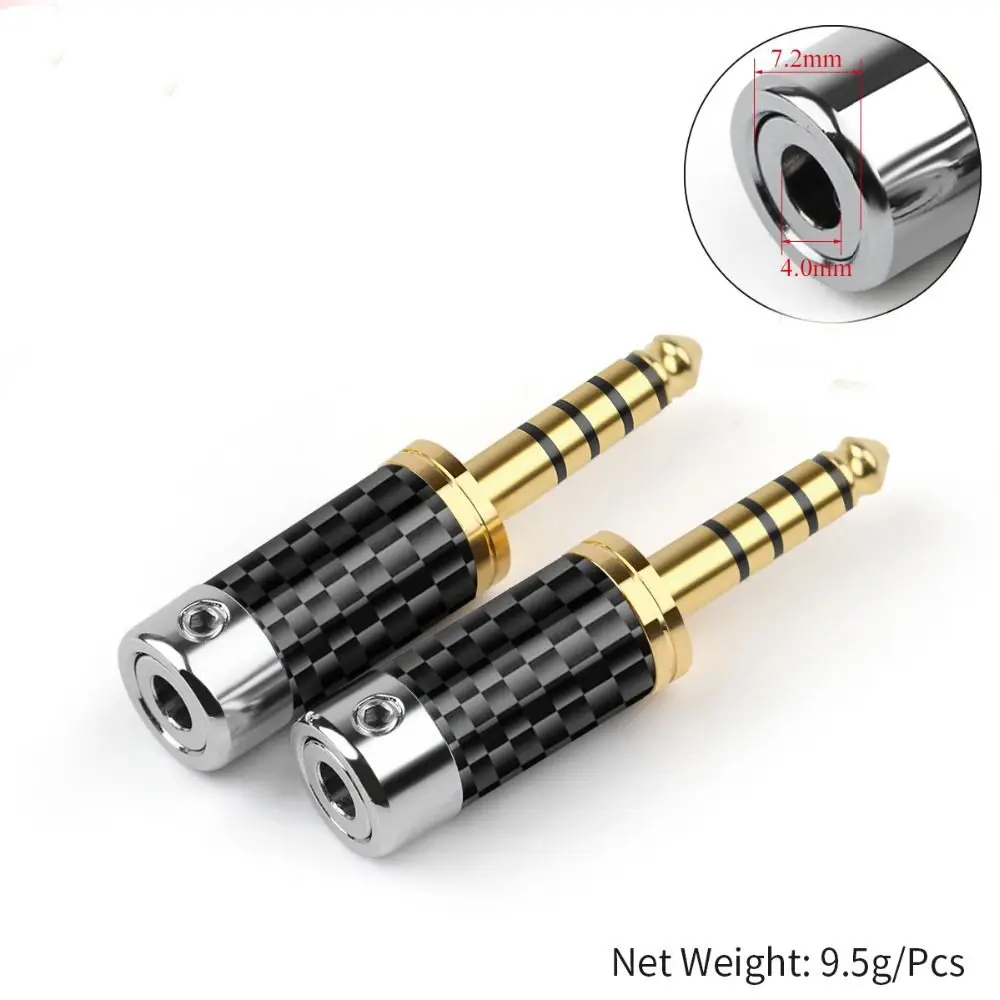 Plug Microphone Cable Connector Rhodium Plated 5 Poles Stereo Jack Balanced Adapter 4.4mm 5 Pole Male Carbon Fiber Audio Jack