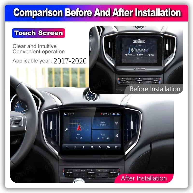 راديو السيارة لمازيراتي جيبلي 2013-2016 أندرويد السيارات Carplay الملاحة مشغل وسائط متعددة ستيريو رئيس وحدة شاشة تعمل باللمس واي فاي #3