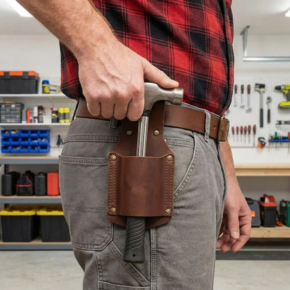 

Case Cover Durable Hammer Holder Black Brown Handy Design Drill Belt Clip Leather Tool Organizers Outdoor Tool