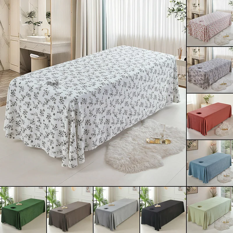 SPA Bed Full Cover Sabnanas with Hole Winter Milk Fluff Bed Skirt for Beauty Salon Massage Table Sheet Massage Bed Cover