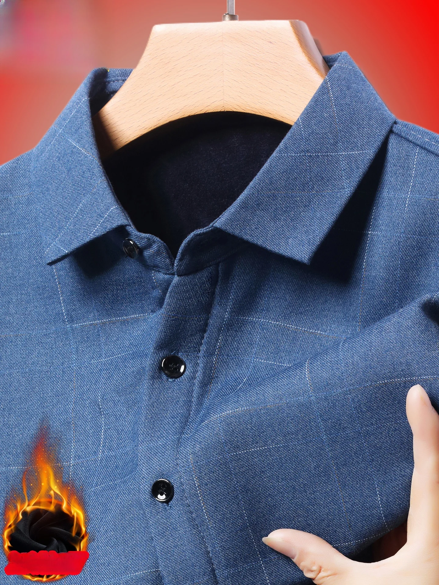 

Thiened Fce Long Sve Warm irt Casual Busin Sle Men's New Winter irt No Ironing TUCANO Woodpeer Brand