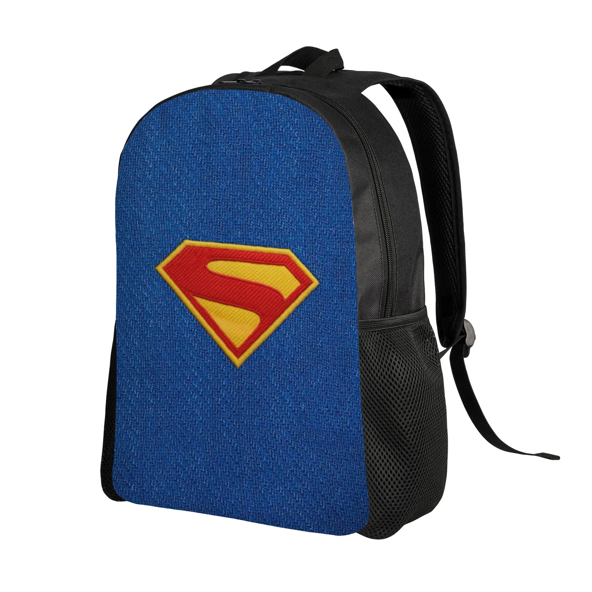Back to school season Dual-Use Denim Fabric Texture Superman Logo Laptop Bag  Men Women Adult Backpack