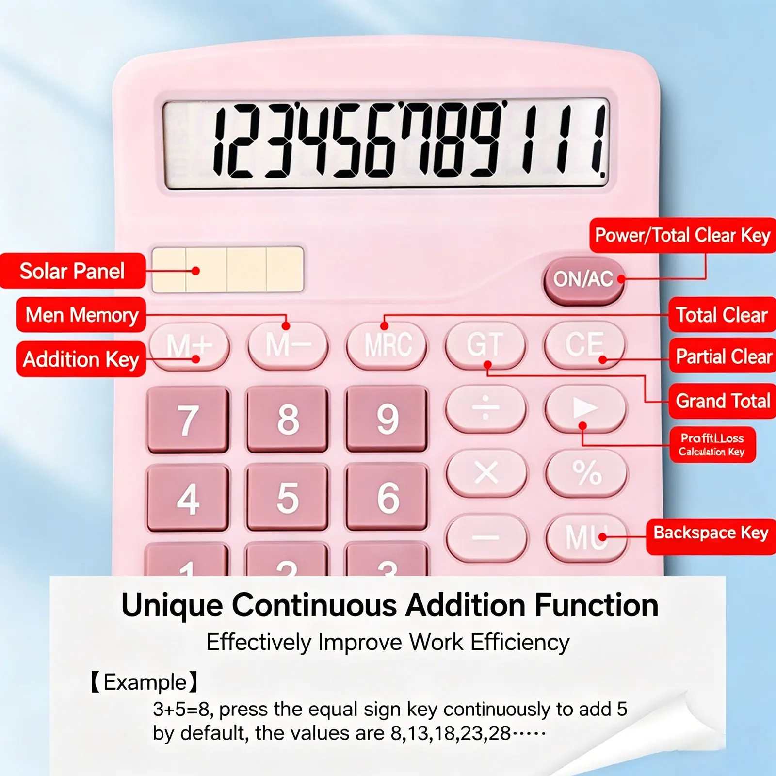 12 Digits Real Solar Calculator Dual Power Supply Large Screen Financial Accounting Desktop Computer Office Supplies Calculator view 3