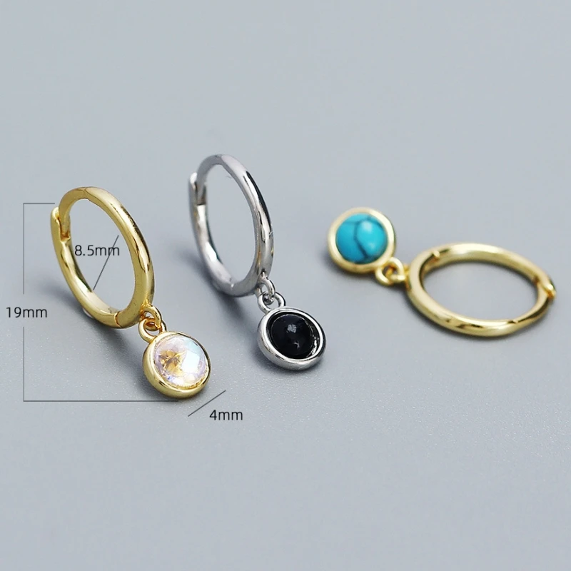 100% 925 sterling silver hypoallergenic earrings, round gemstone earrings, charming women's 2024 fashion jewelry engagement part