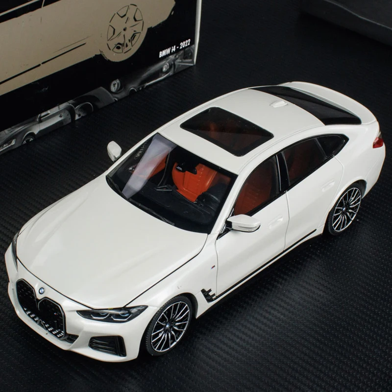 Diecast Original 1:18 Scale 2022 BMW I4 M50 Electric Simulation Alloy Car Model Static Display Collectible Toy Gift Decration