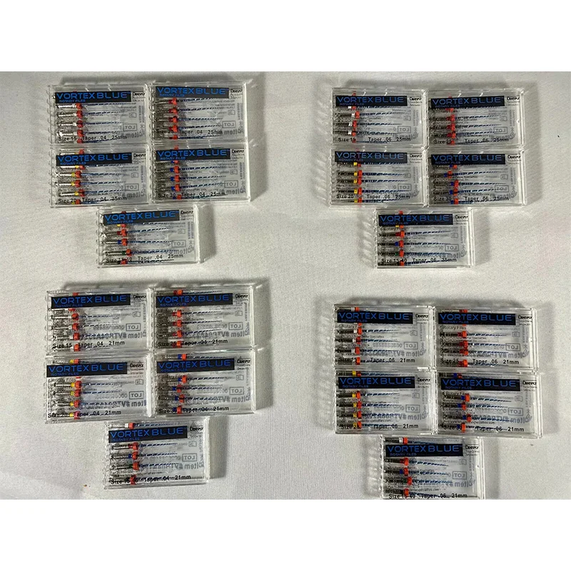 06 Taper Tulsa Dental Vortex Blue 21, 25, 31mm wszystkie stopowe pilniki obrotowe 6/pk narzędzie dentystyczne pilniki korzeniowe kanałowe