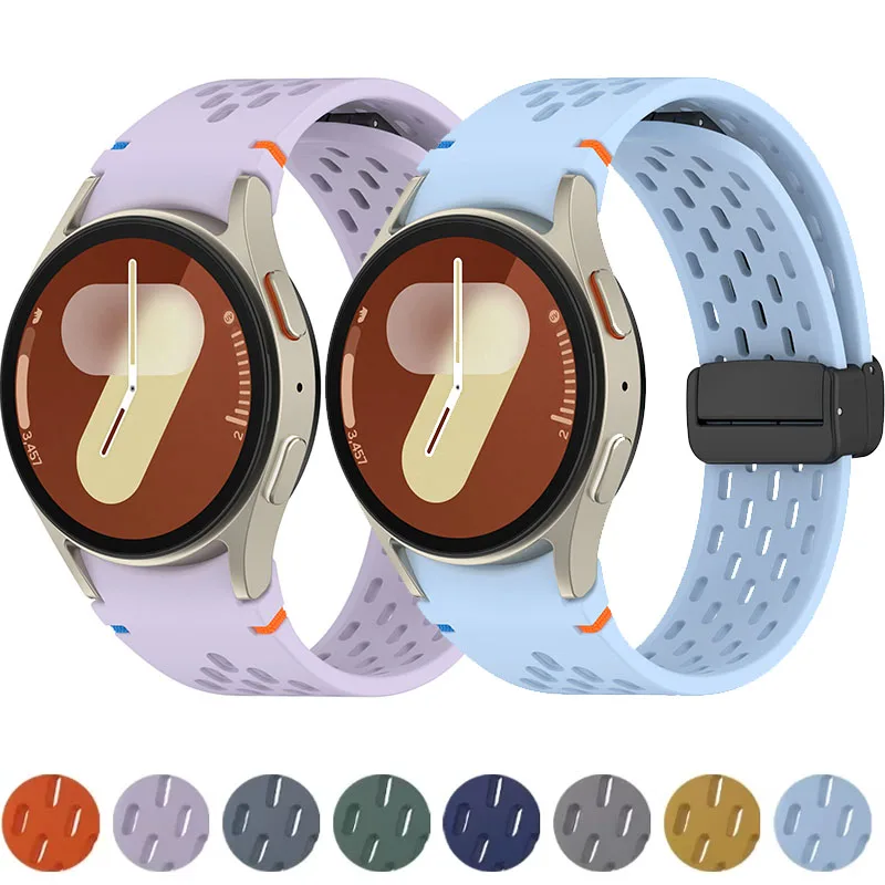 サムスンギャラクシーウォッチ用の磁気シリコンストラップ,7,6,5,4,44mm, 40mm, 6クラシック,5プロ