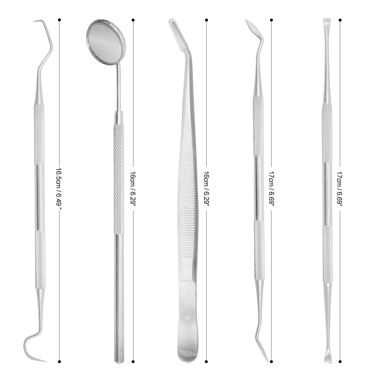 TOMENTY Dental Stainless Steel Tools Kit Teeth Tartar Scraper Mouth Mirror Dentists Pick Tool Teeth Clean Care Tool Set ﻿