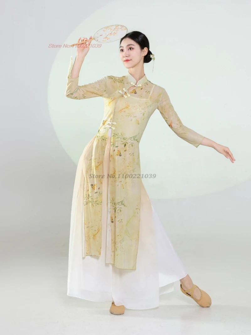 costume-de-danse-vintage-chinois-ensemble-qipao-en-maille-imprime-floral-national-haut-pantalon-robe-de-spectacle-sur-scene-retro-robe-cheongsam-2025
