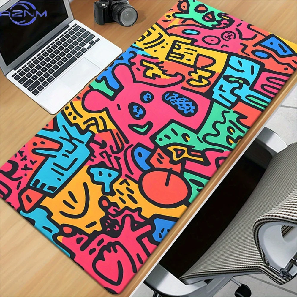 1pc Graffiti Art Patterns HD Printed Pad for Desk, Multi Functional XXL Mousepad, Keyboard Gaming Mouse Mats, Office Computer PC